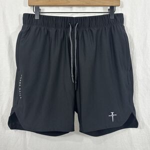 Three Nails Mens Performance Drawstring Black Shorts Size L Athletic Lined
